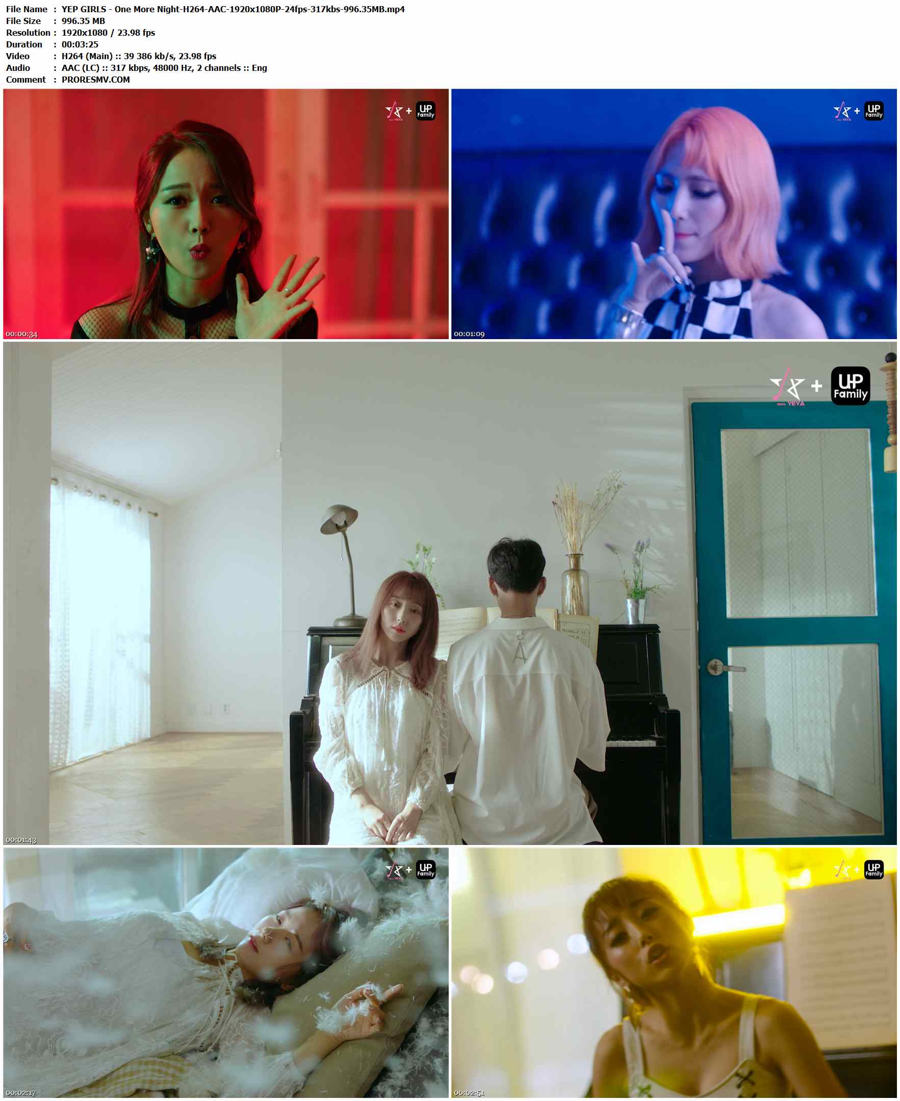 YEP GIRLS - One More Night-H264-AAC-1920x1080P-24fps-317kbs-996.35MB官方MV_高清MV